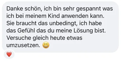 Nachricht an Isabell: Sie braucht das unbedingt, ich habe das Gefühl, dass du meine Lösung bist.
